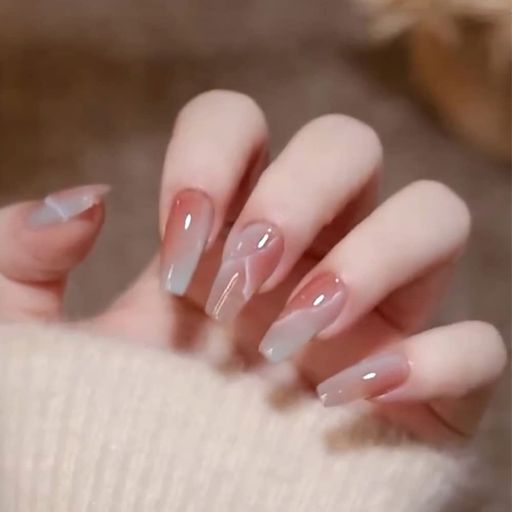 24PCSスイートガールズのネイルチップ大理石テクスチャパターン偽の爪写真を撮る、結婚式、成人式、パ..