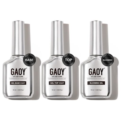GAOYジェルネイルブルーミングジェルトップコートベースコート16ml3本セットノンワイプにじみネイルニ..