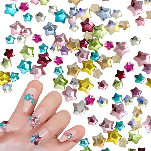ネイルストーン星約100個セット4mm6mm3D立体星ネイルパーツストーン可愛いキラキラガラスストーンネイ..
