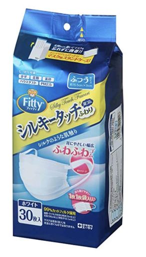 フィッティシルキータッチ耳ゴムふわり30枚ホワイトふつうエコノミーパックケース付きx2個セット
