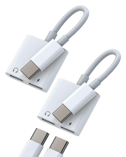 USB-Cヘッドフォン分岐アダプター(2個パック)デュアルType-C DAC AUXオーディオジ...