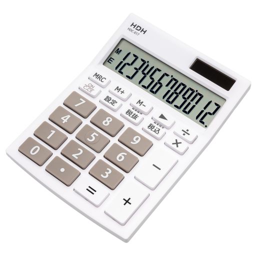 保土ヶ谷電子販売電卓計算機中型スタンダート12桁一般事務経理税率計算事務計算グレーHDC-017TGY