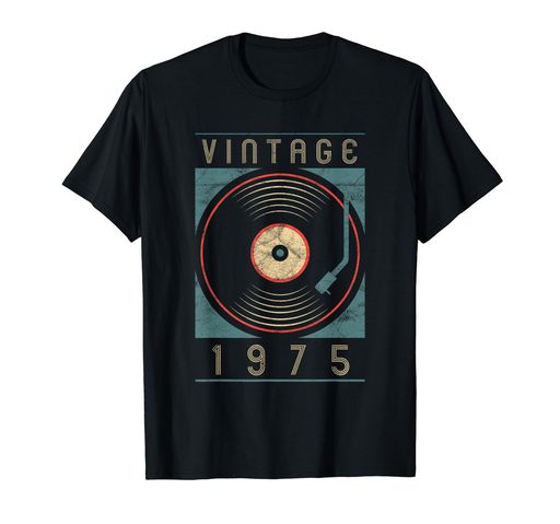 ヴィンテージ1975ビニールレトロターンテーブル誕生日DJギフトTシャツ