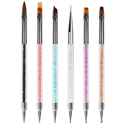 ネイルブラシネイルドットペン6本セットジェルネイルブラシフラット平筆極細ライナーブラシスカルプネ..