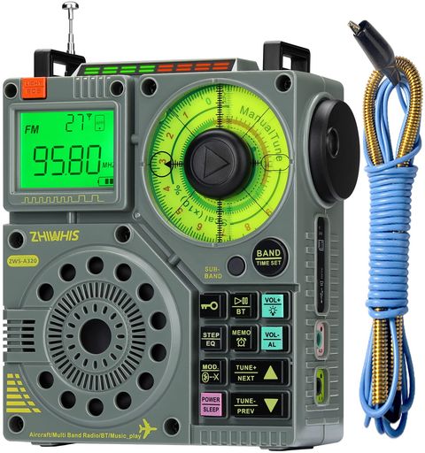 ZHIWHISBluetoothスピーカーBCL短波ラジオエアバンド受信機AIR/VHF/FM/AM/SW懐中電灯ラジオ録音/APPコントロール/Mic…