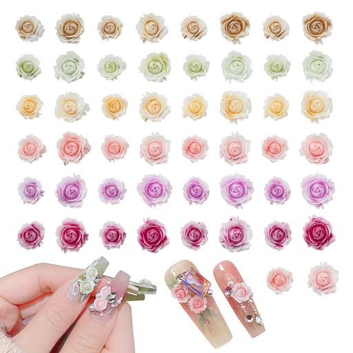 Chisaflyネイルパーツ花薔薇椿立体ばらネイルデコパーツローズフラワーグラデーションカラフル樹脂製か..