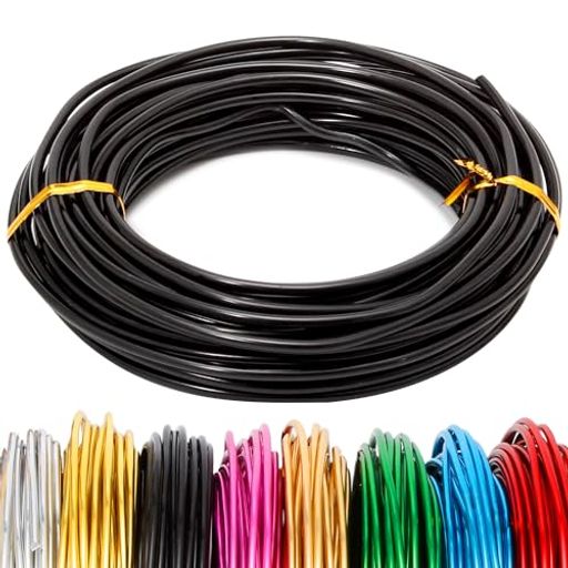 針金 ワイヤー 太さ3mm 全長10m アルミ線 盆栽 手芸用 工作用 園芸 (ブラック, 3.0...