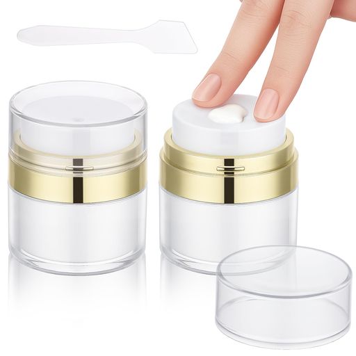 Segbeauty エアレスプレスボトル クリーム用 15ml 2個セット 真空エアレスプレスボトル 旅行用ポータブル容器 詰め替え用クリームボトル 旅行用品 漏れ防止(白い) daily-store-10345533 アクアデイリーストア パッケージ画像