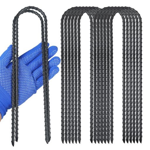 JuhuilaiU型止めピンロープ止め金具、長さ30cm、テントサッカーゴールトランポリン固定用、黒色防錆コ..