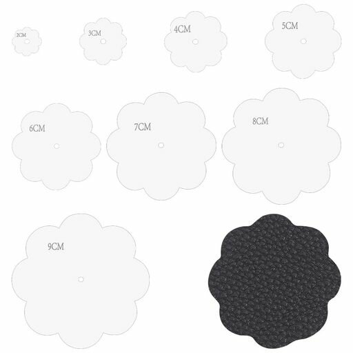 UNICRAFTALEアクリル刺し子ステンシル8個:キルティング・刺繍・絵画用8サイズフラワーステンシル