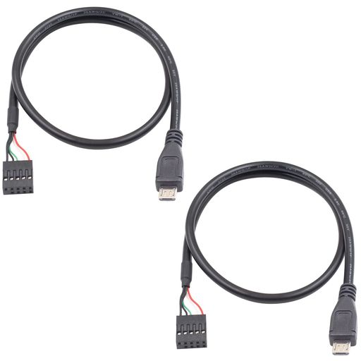 DuttekMicroUSB9ピンマザーボードヘッダーケーブルUSBヘッダーからマイクロUSBケーブルマイクロUSBオス9ピンマザーボードメスデュポン延長ケーブル(2パック)1.65フィート/50cm
