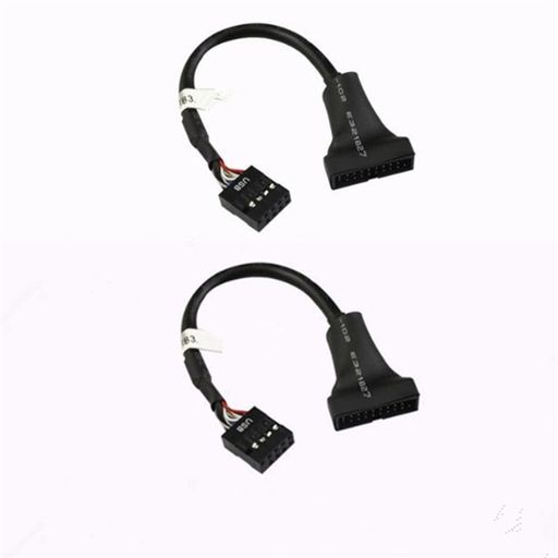 KKM-ラブショー【2pcsセット】19/20ピンUSB3.0TOUSB2.0USB3.0メス-9ピンUSB2.0オスマザーボードケーブルアダプターコンバーター6インチ(ブラック)1本ずつ計2本(19ピンオス2)