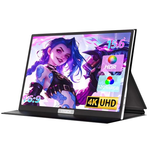 4Kモバイルモニター15.6インチUHDHDRポータブルゲームモニター120%sRGB軽量メタルタッチスクリーンType-CミニHDMIトラベルラップトップ、PC、Mac、PS4/5、スイッチ用