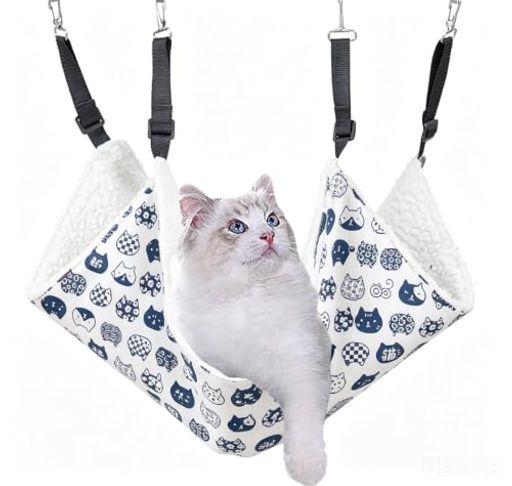 猫 ハンモック 60*50cm キャットハンモック 猫 ケージ 椅子用 可愛い猫柄 冬夏 両...