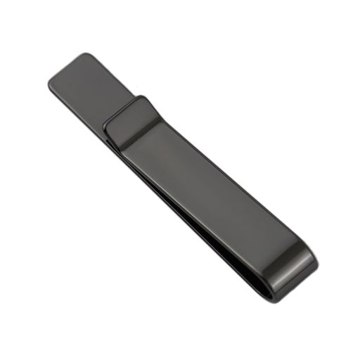 2個ステンレスめっきネクタイピンタイピンメンズクリップ式(ブラック)