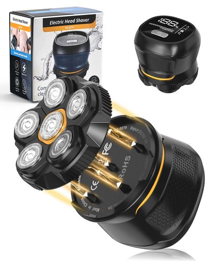プロ仕様 6D フロート構造 - 6 方向に自在に動く 6D フロートシステムを搭載したスキンヘッドシェーバー。頭部のカーブにしっかりフィットし、どの角度でも剃りやすく、初心者でも理容師並みの仕上がりを実現します。 進化型 マグネット着脱ヘッド - スキンヘッド用シェーバーとして軽量設計で、長時間使用しても疲れにくくストレスフリーな使い心地です。マグネット式ヘッドはワンタッチで簡単に着脱でき、お手入れも手軽に行えます。 業界トップクラスの IPX6 防水設計 - スキンヘッド用シェーバー 日本製並みの高い防水性能を実現したスキンヘッド用シェーバー。IPX6 級防水により本体ごと丸洗い可能。ウェット・ドライ両用に対応し、使用後はサッと洗い流せて常に清潔に保てます。 USB 急速充電&amp;LED 残量表示 - 回転式シェーバーとして出張や旅行に最適な USB 急速充電システムを搭載。LED ディスプレイでバッテリー残量がひと目でわかり、バッグの中での誤作動を防ぐトラベルロック機能も便利です。大切な方へのギフトや、旅のお供としておすすめです。
