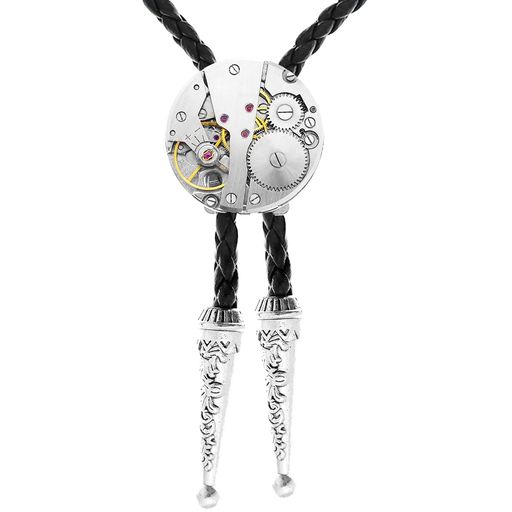 ファッション男性メンズ移動の時計クロックスチームパンクボロタイロープタイネクタイタイピン?タイタックループタイ(ギアの動き)