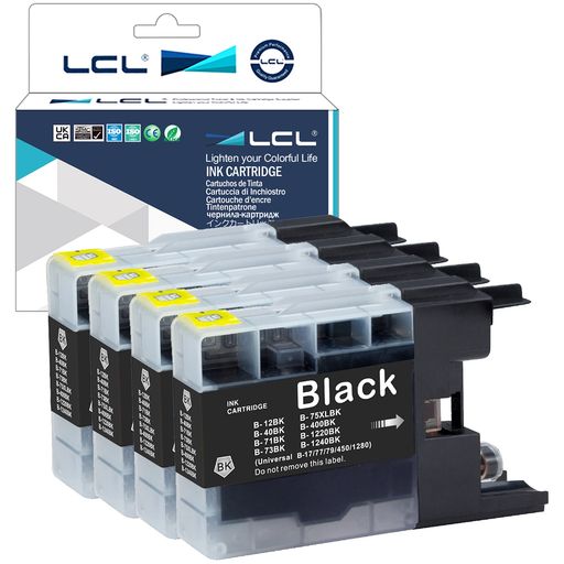 Display Covers - LCLBrother用LC12LC-12LC12BKLC-12BK大容量残量表示付き(4パックブラック)互換インクカートリッジ対応機種: