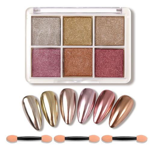 ネイルグリッター6色パレットミラーパウダー固形ネイルパウダーオーロラパウダーミラーネイルパウダー..