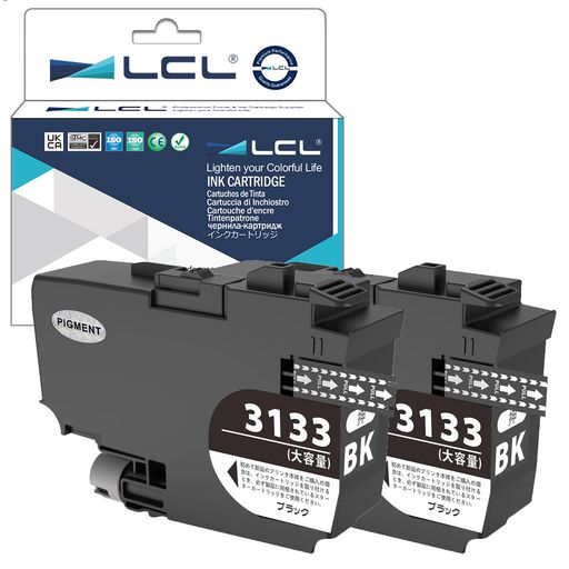 LCLBrother用ブラザー用LC3133LC3133BK顔料互換インクカートリッジ(2パックブラック)対応機種:MFC-J1500N/MFC-J1605DN/DCP-J988N