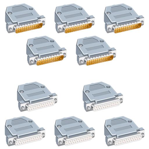 PENGLIN10個D-SUB25ピンコネクタオス・メス各5個Dサブコネクタ金メッキジョイントRS232シリアルはんだタイプ変換コネクタ25PINDB25端子・ハウジングセット