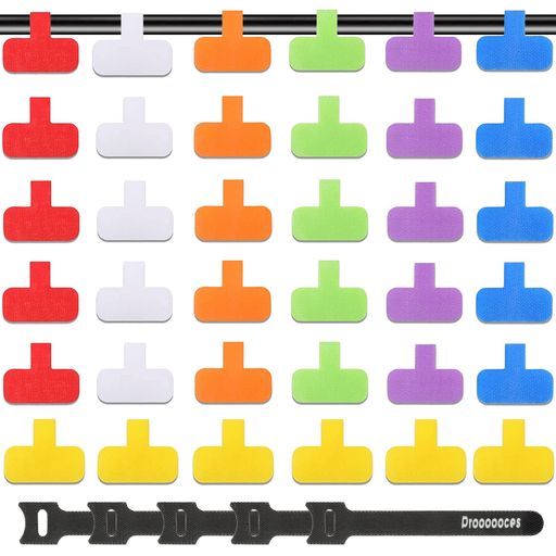 ケーブルタグ7色35個入りコード束ねるやつまとめる整理マルチカラーの手書きケーブルタグワイヤや身分..