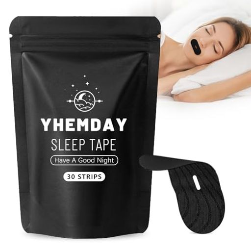 YHEMDAY 口閉じテープ いびき防止グッズ 鼻呼吸促進 鼾防止 いびき防止テープ 口呼吸防止テープ 肌にやさしいタイプ 無香料 Pure Black 30