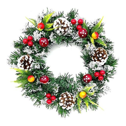 【クリスマスリース】直径:約30cm、松ぼっくり・葉っぱ・チェリー(樹脂)・ニガヨモギ・リンゴ(樹脂)・ユーカリの実 など。環境に優しい素材で作られています。 【高品質】頑丈で耐久性に優れ、色褪せにくいので何度も使うことが可能になります、クリスマス気分を盛り上げてくれます。リースをひとつ飾るだけで簡単にお部屋が華やかになります。来年のクリスマスに再利用できます。 【定番のクリスマスカラーの配色で】クリスマスムードを一気に高めてくれます。壁に、棚に、扉に。 飾っておくだけで、お部屋の中がクリスマスムードに変わります。