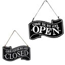 オープンクローズOPEN/CLOSE両面看板ボードサインプレートプレート両面サインリバーシブルひも付きオシャレレッド居酒屋ネイル移動販売カフェ雑貨屋用くぎ本木製...