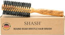 SHASH(シャッシュ)ロールブラシ-ブロードライとスタイリング用豚毛ヘアブラシサステナブルオリーブブナ材を使用した天然ヘアブラシ、ドイツ製