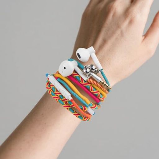 URIZONSイヤホンブレスレットカラフルな編組イヤホン-3.5mm有線ヘッドフォンマイク付きリモートインイ..