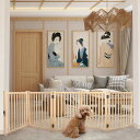 YOCANペットゲート置くだけ高さ58CMペットフェンス木製折りたたみ犬脱走防止フェンス小型犬中型犬室内犬ゲート長さ304CM5つのパネル