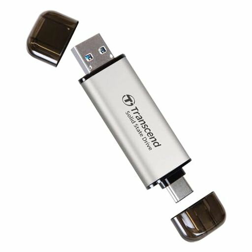 トランセンドジャパントランセンドポータブルSSD1TB高速最大1050MB/s超小型軽量11gType-A/Type-C両対応..