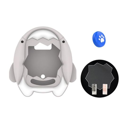 REYLNXR電子ペット機の保護ケースカバーボタンキャップ+スクリーンプロテクター付きシリコン360°全方位防衝撃落下防止持ち運び便利電子ペット機専用軽量防塵人気ギフト(サメ柄)