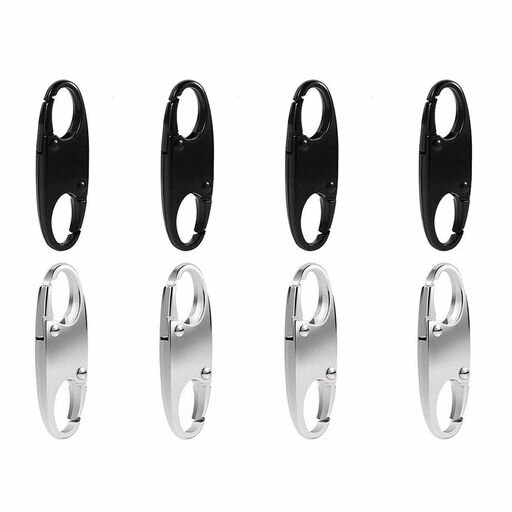 HEXATIZOジッパークリップ防犯8個セット盗難防止S型スプリングフック金属合金製取り替え用ファスナー引..