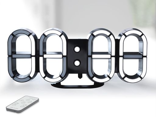 KOSUMOSULed置き時計デジタル時計目覚まし時計9.7インチブラック掛け時計かっこよくリビング装飾用黒い時計リモコン付き12/24H温度表示デスクトップ時計ACD-310B...