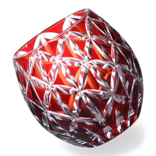 Rakuten - 匠美風ディナーラグゼ切子エッグ型グラスカップΦ6.9x8.9cm350cc菱紋レッド煌雅PNO.332944