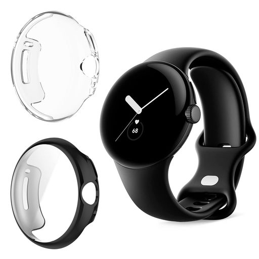 【2枚】NOOETAHケース対応GooglePixelWatch2/PixelWatchTPU全面保護耐衝撃超薄型カバー(黒+クリア)