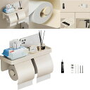 XLRPATパンチフリートイレットペーパーホルダーダブルホールトイレットペーパーホルダー航空宇宙グレードのアルミニウム多層技術耐腐食性と防錆性パンチフリーの取り付け
