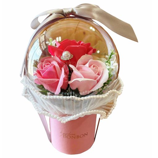 キューフラ(Q-FLA)ソープフラワーアレンジメントル・パルテール・ボンボンプチ・バロンピンクミックス8..