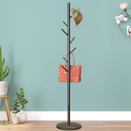 ポールハンガーハンガーラックコート掛けスタンド衣類掛けリビングカバン洋服スーツ省スペースオシャレスリム落ちにくい大理石土台ブラック高さ170cm