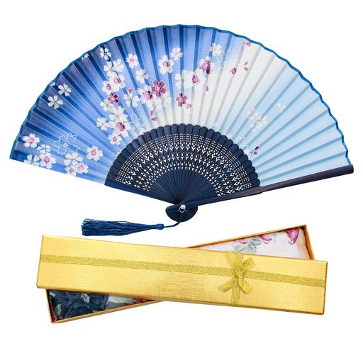 [BOSHIHO] 扇子 メンズ レディース おしゃれ 和風 竹製 シルク 正絹 綺麗 花柄 蝶々 桜柄 扇子袋 和小物 お祭り お土産 プレゼント