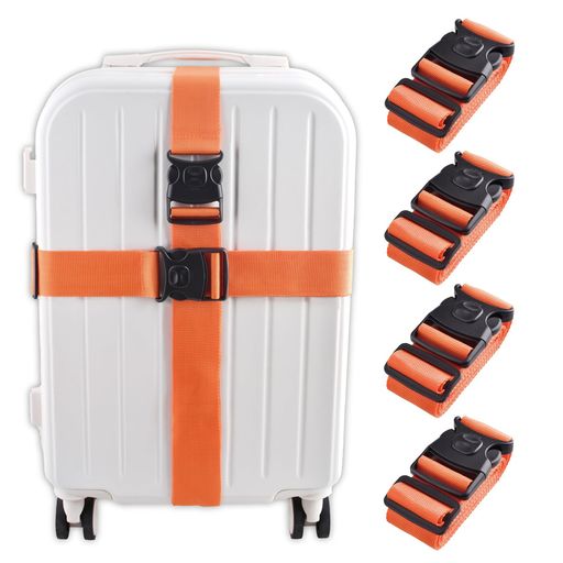 YAPJEBスーツケースベルトキャリーケースバンド4本セット幅5cm長さ2m荷物固定ベルトロック目印おしゃれ..