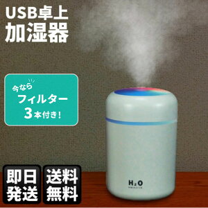 加湿器 卓上 加湿器 静音 加湿器 USB 加湿器 オフィス 加湿器 アロマ 静音 小型 除菌 連続加湿約10時間 7色LEDランプ イルミネーション 大容量 250ml 持ち運び便利 空焚き防止 ナチュラル 車載 車用 加湿器