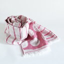 今治タオル コットンマフラーimabari towel Cotton MufflerBorder&Dot ボーダー&ドット ピンク