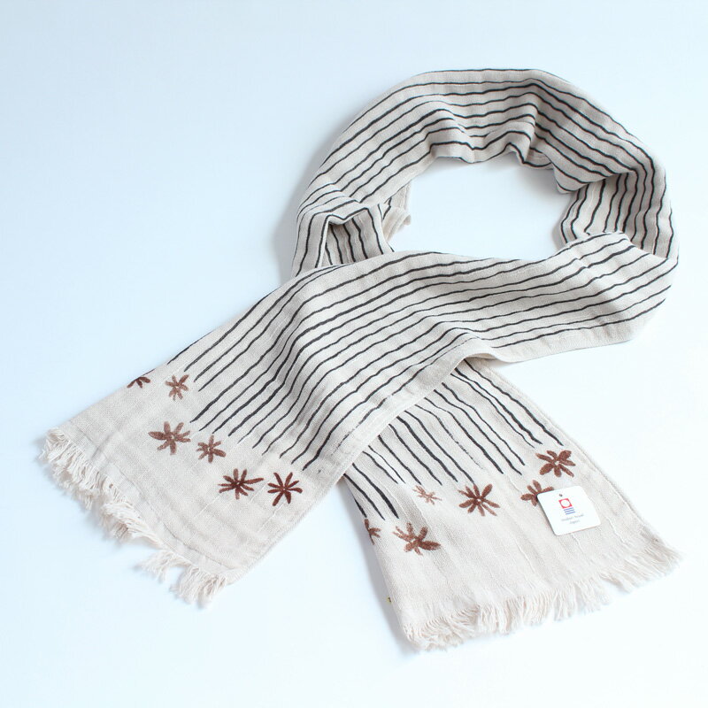 今治タオル コットンマフラーimabari towel Cotton MufflerLineFlower ラインフラワー ベージュ