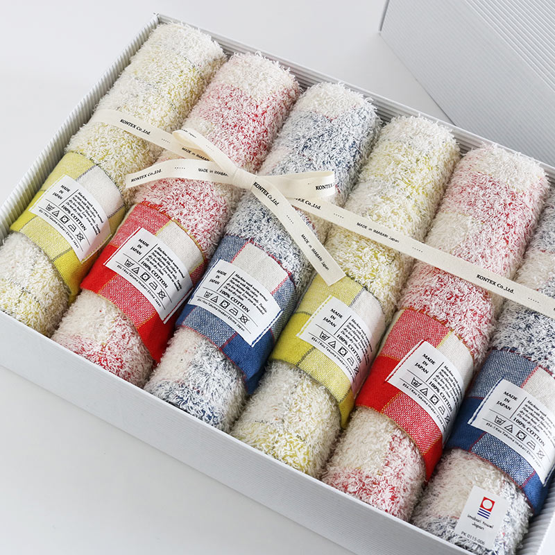 今治タオル コンテックス ラインチェック ギフトセット Imabari Towel Kontex Line Check GiftSet Size M6枚ギフト包装無料 のし無料