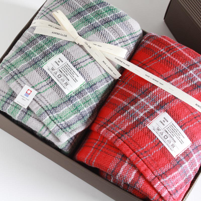 ^I RebNX ^[^`FbN MtgZbg Imabari Towel Kontex Tartan Check GiftSet Size L2Mtg ̂y^I RebNX Mtgz