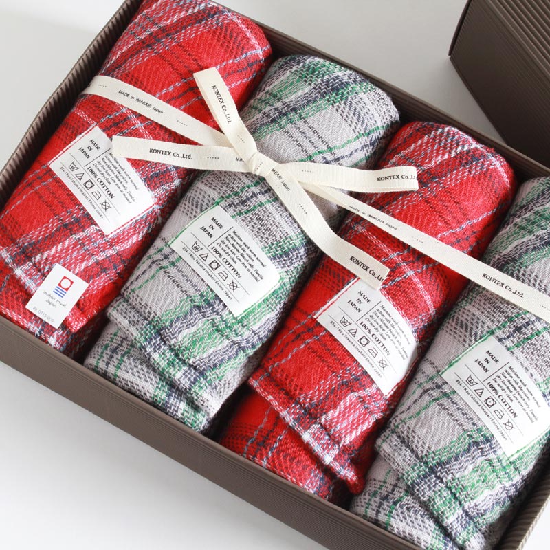 ^I RebNX ^[^`FbN MtgZbg Imabari Towel Kontex Tartan Check GiftSet Size M4Mtg ̂y^I RebNX Mtgz