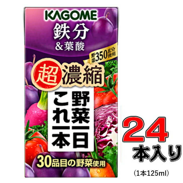 カゴメ　野菜一日これ一本超濃縮　鉄分＆葉酸125ml×24本入(1ケース)【野菜】【プルーン】【鉄分】【葉酸】